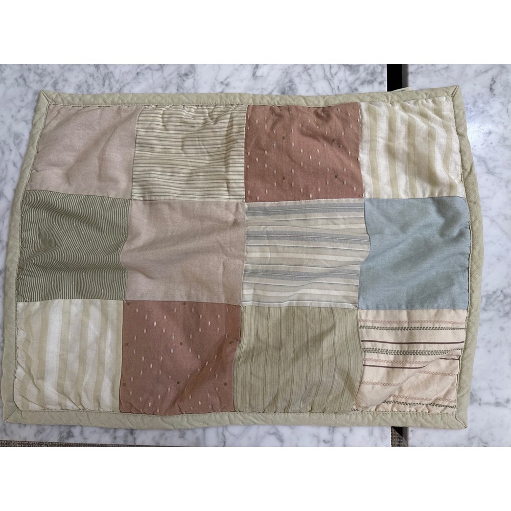 Woolrich Home Patchwork Quilted Pillow Sham Sage Green Pink Striped 20x26